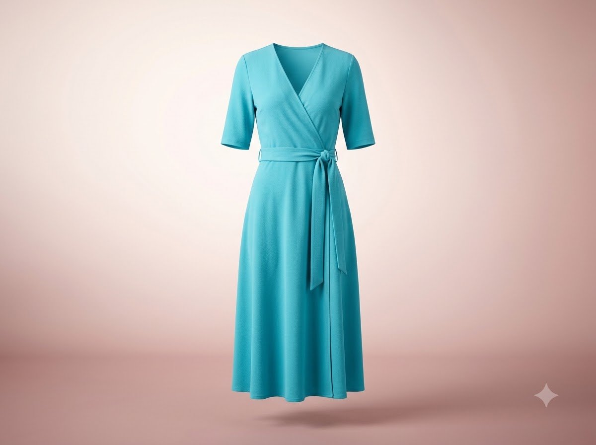 Cyan Wrap Midi Dress